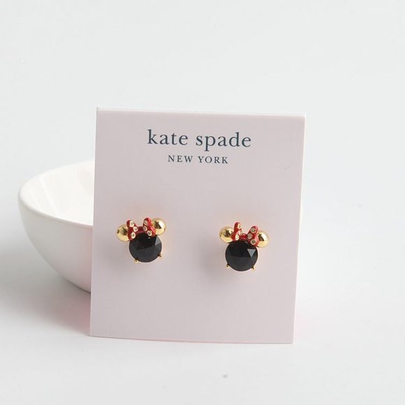 BRAND NEW KATE SPADE NEW YORK X DISNEY MINNIE BLACK/GOLD STUD - Picture 1 of 5